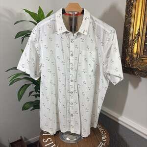 5.11 Tactical White w/ Palm Tree Print Short Sleeve Button-Down Shirt - XL.